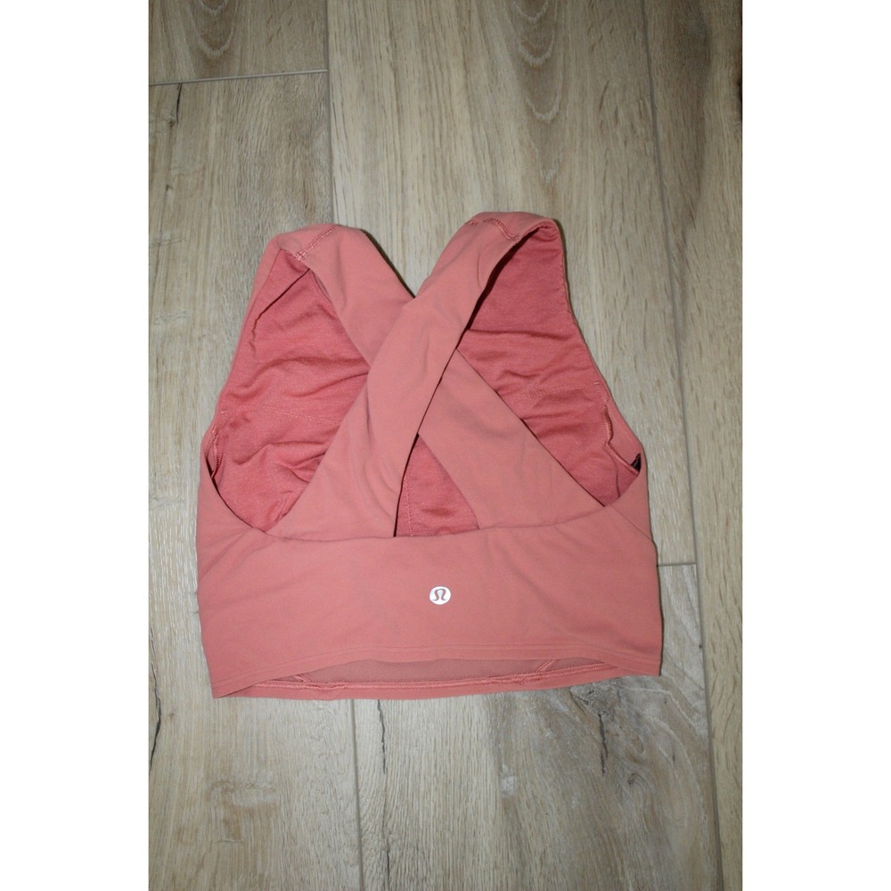 Lululemon High Neck Cross Back Cropped Tank Top Coral Pink Orange Size 2-4 - Picture 2 of 5